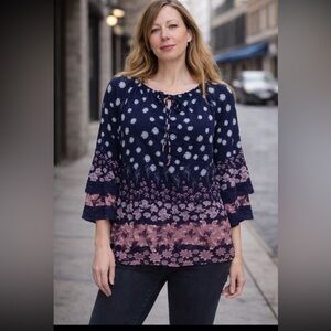 Style & Co. Navy Floral Top women’s top